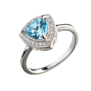 Swarovski Δαχτυλίδι σε Μπλε Απόχρωση - Τρίγωνο | The Gem Stories Jewelry - ασήμι 925, σταθερά, επιπλατινωμένα, χεριού