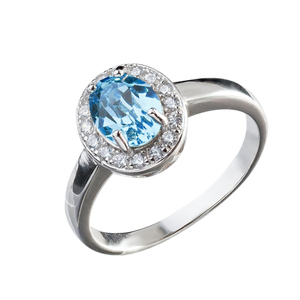 Swarovski Δαχτυλίδι σε Μπλε Απόχρωση - Στρογγυλό | The Gem Stories Jewelry - ασήμι, ημιπολύτιμες πέτρες, σταθερά, επιπλατινωμένα, χεριού