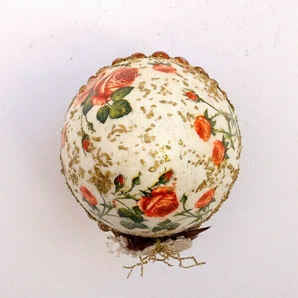 Διακοσμητικό φλοράλ αυγό σε ξύλινη βάση 12x7x7 - λουλούδια, αυγό, διακοσμητικά, άνοιξη - 4