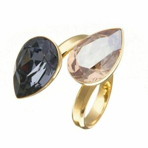 Προσαρμοσμένο Δαχτυλίδι με Κρύσταλλα Μαύρο-Χρυσό | The Gem Stories Jewelry - επιχρυσωμένα, ασήμι 925, χεριού, αυξομειούμενα