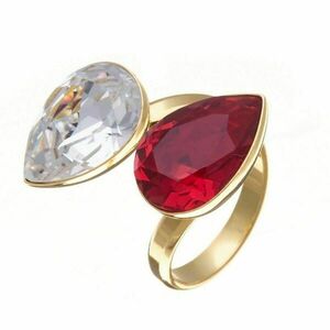 Προσαρμοσμένο Δαχτυλίδι με Κρύσταλλα Λευκό-Κόκκινο | The Gem Stories Jewelry - επιχρυσωμένα, ασήμι 925, χεριού, αυξομειούμενα