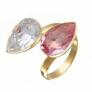 Προσαρμοσμένο Δαχτυλίδι με Κρύσταλλα Λευκό-Ροζ | The Gem Stories Jewelry - επιχρυσωμένα, ασήμι 925, χεριού, αυξομειούμενα
