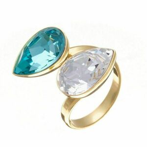 Προσαρμοσμένο Δαχτυλίδι με Κρύσταλλα Λευκό-Ακουμαρίνα | The Gem Stories Jewelry - επιχρυσωμένα, ασήμι 925, χεριού, αυξομειούμενα