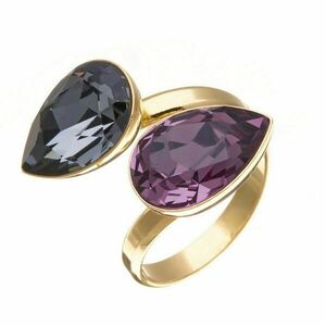 Προσαρμοσμένο Δαχτυλίδι με Κρύσταλλα Μαύρο-Μοβ | The Gem Stories Jewelry - επιχρυσωμένα, ασήμι 925, χεριού, αυξομειούμενα