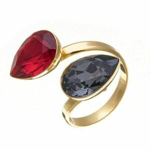 Προσαρμοσμένο Δαχτυλίδι με Κρύσταλλα Μαύρο-Κόκκινο | The Gem Stories Jewelry - επιχρυσωμένα, ασήμι 925, χεριού, αυξομειούμενα
