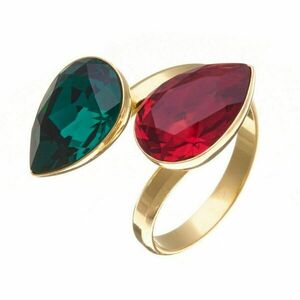 Προσαρμοσμένο Δαχτυλίδι με Κρύσταλλα Κόκκινο-Σμαραγδί | The Gem Stories Jewelry - επιχρυσωμένα, ασήμι 925, χεριού, αυξομειούμενα