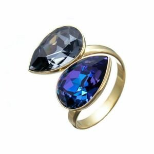 Προσαρμοσμένο Δαχτυλίδι με Κρύσταλλα Σκούρο Ασημί-Μπλε | The Gem Stories Jewelry - επιχρυσωμένα, ασήμι 925, χεριού, αυξομειούμενα