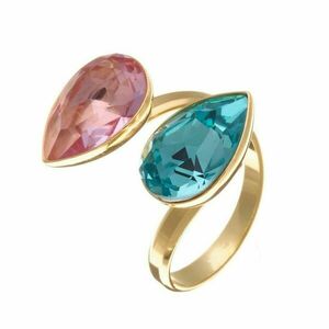 Προσαρμοσμένο Δαχτυλίδι με Κρύσταλλα Ροζ-Τιρκουάζ | The Gem Stories Jewelry - επιχρυσωμένα, ασήμι 925, χεριού, αυξομειούμενα
