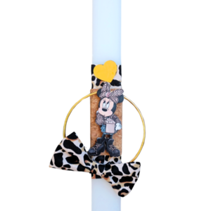 Αρωματική λάμπαδα 'minnie' leopard print - λαμπάδες, για παιδιά, ήρωες κινουμένων σχεδίων, για μωρά