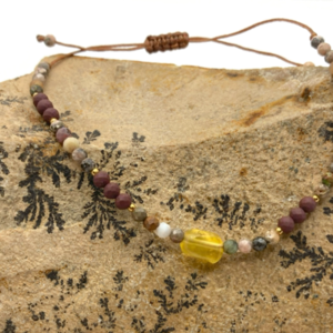 Βραχιόλι με κίτρινη Αβεντουρίνη & ημιπολύτιμες πέτρες - ημιπολύτιμες πέτρες, κερωμένα κορδόνια, χεριού, αυξομειούμενα