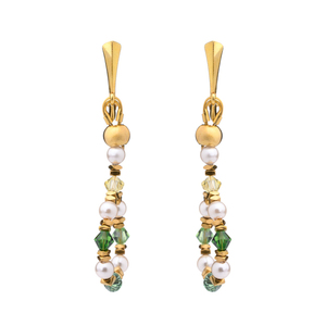 Σκουλαρίκια με Κρύσταλλα και Πέρλες σε Πράσινες Αποχρώσεις Μικρά | The Gem Stories Jewelry - ασήμι, επιχρυσωμένα, ασήμι 925, μικρά, πέρλες - 2