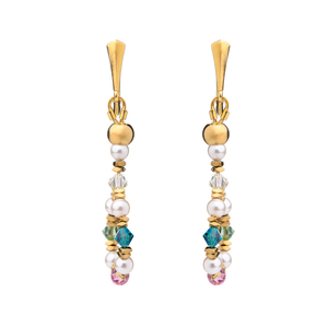 Σκουλαρίκια με Κρύσταλλα και Πολύχρωμες Πέρλες Μικρά | The Gem Stories Jewelry - ασήμι, επιχρυσωμένα, ασήμι 925, μικρά, πέρλες - 2