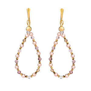 Σκουλαρίκια με Κρύσταλλα και Πέρλες σε Ροζ Αποχρώσεις Μεγάλα | The Gem Stories Jewelry - επιχρυσωμένα, ασήμι 925, μακριά, πέρλες, μεγάλα