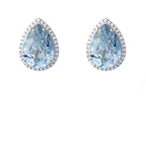 Κρυστάλλινα Ασημένια Σκουλαρίκια σε Μπλε Απόχρωση – Επιχρυσωμένα | The Gem Stories Jewelry - ασήμι 925, swarovski, δάκρυ, μικρά, επιπλατινωμένα