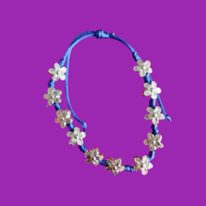 Βραχιόλι, μακραμέ, μπλε, χάντρες λουλούδια, boho - νήμα, μαμά, λουλούδι, boho, χεριού - 2