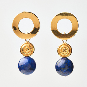 Σκουλαρίκια Στρογγυλά με Μπλε Λάπι Λαζούλι | The Gem Stories Jewelry - ημιπολύτιμες πέτρες, επιχρυσωμένα, ατσάλι, μεγάλα, καρφάκι