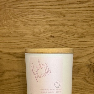 Baby Powder…Δοχείο με αρωματικό φυτικό κερί σόγιας 200 gr. - αρωματικά κεριά, vegan friendly - 3