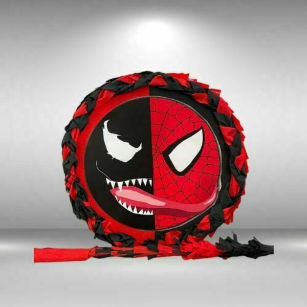Χειροποίητη Πινιάτα Venom-Spiderman (ΔΩΡΟ το μπαστουνάκι) - αγόρι, πινιάτες, σούπερ ήρωες