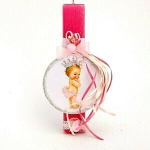 Αρωματική λαμπάδα ροζ με μικρή πριγκίπισσα 22x10x4 - κορίτσι, λαμπάδες, για παιδιά, πριγκίπισσες, για μωρά