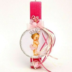Αρωματική λαμπάδα ροζ με μικρή πριγκίπισσα 22x10x4 - κορίτσι, λαμπάδες, για παιδιά, πριγκίπισσες, για μωρά - 2