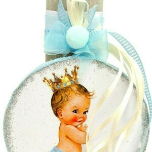 Αρωματική ιβουάρ λαμπάδα με μωρό πρίγκιπα 22x10x4 - αγόρι, λαμπάδες, για παιδιά, για μωρά, πρίγκηπες - 3