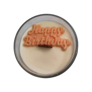 Happy Birthday Χειροποίητο αρωματικό κερί λευκό σανδαλόξυλο 300 ml - αρωματικά κεριά