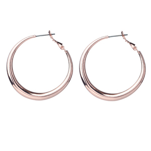 Σκουλαρίκια Κρίκοι Ροζ Χρυσό - 4 Cm| The Gem Stories Jewelry - επιχρυσωμένα, ορείχαλκος, μεγάλα, με κλιπ