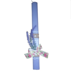 Αρωματική πλακέ λαμπάδα με λεβάντα 33 cm - γυναικεία, λουλούδια, λαμπάδες, για ενήλικες, για εφήβους - 3