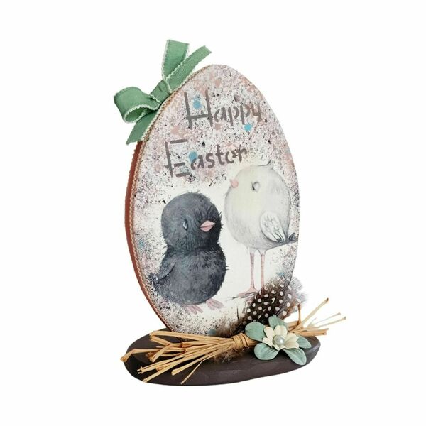 Ξύλινο χειροποίητο πασχαλινό διακοσμητικό αυγό 18*10*2εκ. Happy Easter - διακοσμητικά, πασχαλινά αυγά διακοσμητικά, για ενήλικες, νονοί