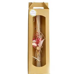 Πασχαλινή λαμπάδα ξυστη με αποξηραμένα λουλούδια ροζ - κορίτσι, λουλούδια, λαμπάδες, για παιδιά, για εφήβους - 3