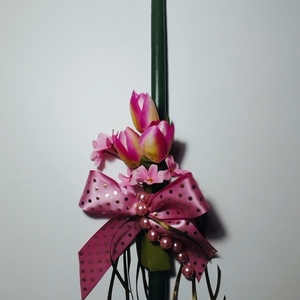Πράσινη λαμπάδα με λουλουδια - 3