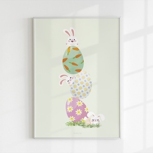 A4 Αφίσα | Θεματικό Πασχαλινό Πόστερ | Πάσχα, Αυγό, Κουνέλι | Πόστερ Ελληνικά | Πόστερ για παιδικό δωμάτιο | Αγόρι - Κορίτσι - κορίτσι, αγόρι, λουλούδια, αφίσες, ζωάκια