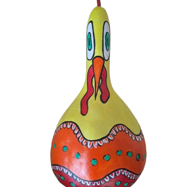 Κότα Αρετή, διακοσμητικο για το Πάσχα , ζωγραφικη σε κολοκυθα αποξηραμενη , διαστασης 44Χ21 εκατ. - διακοσμητικά, για ενήλικες, για εφήβους, ζωάκια