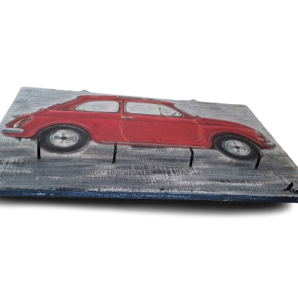 Ξυλινη κλειδοθηκη "αυτοκινητο" ντεκουπάζ και ζωγραφικη , διασταση 31Χ20 εκατ. - 3