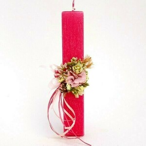 Αρωματική λαμπάδα ροζ με λουλούδια 22x6x4 - κορίτσι, λουλούδια, λαμπάδες, για ενήλικες, για εφήβους