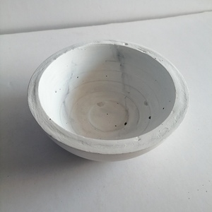 Διακοσμητικό μπολ τσιμεντένιο λευκό εφέ μαρμάρου 6εκΧ13,5εκ - βάζα & μπολ, τσιμέντο, διακόσμηση σαλονιού - 3