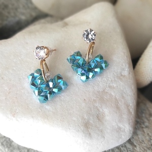 Σκουλαρίκια καρφωτά stud earrings καρδιές με στρας και κρύσταλλα Swarovski - επιχρυσωμένα, ορείχαλκος, swarovski, μικρά, φθηνά