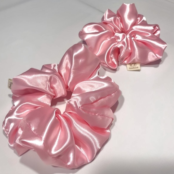 Scrunchies 2 τμχ ,μεγάλο μέγεθος, χρώμα ροζ! - ύφασμα, λαστιχάκια μαλλιών