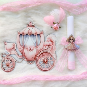 Λευκή λαμπάδα με πριγκίπισσα και διακοσμητικό τοίχου άμαξα - κορίτσι, λαμπάδες, σετ, πριγκίπισσες, νεράιδες - 4