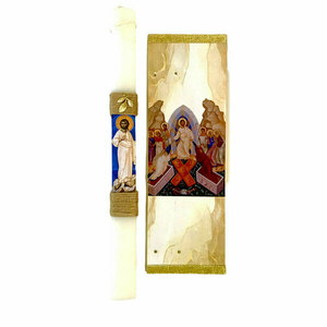 Πασχαλινή Λαμπάδα Decoupage Με Τον Αναστάντα Ιησού Χριστό 35cm Και Δώρο Μια Εικονίτσα - Φυλαχτό - λαμπάδες, για παιδιά, για ενήλικες, για εφήβους