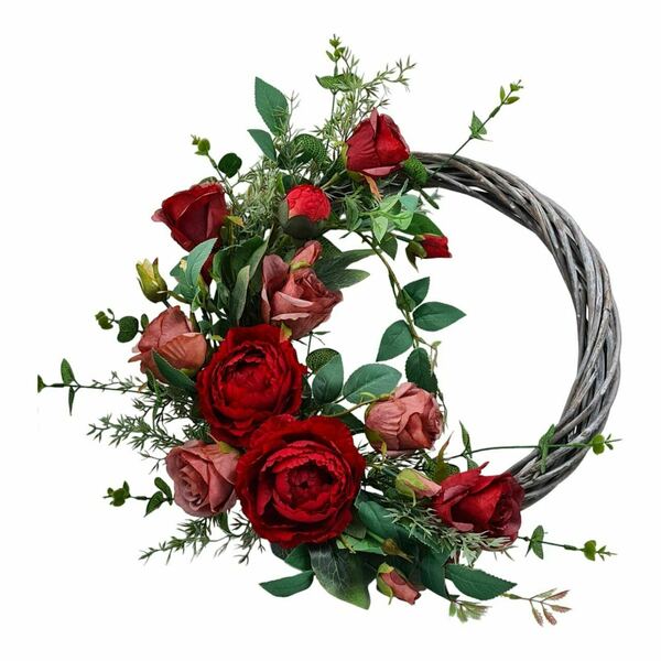 Χειροποίητο στεφανι 35 εκ, με τριαντάφυλλα - στεφάνια, λουλούδια, για ενήλικες