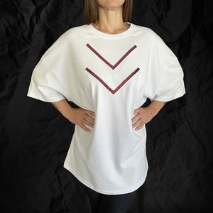 KDK - AstrafTEES ( Red 2V Strass ) Μπλουζάκι με κόκκινα στρας - στρας, t-shirt, unisex, 100% βαμβακερό - 2