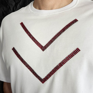 KDK - AstrafTEES ( Red 2V Strass ) Μπλουζάκι με κόκκινα στρας - στρας, t-shirt, unisex, 100% βαμβακερό - 5