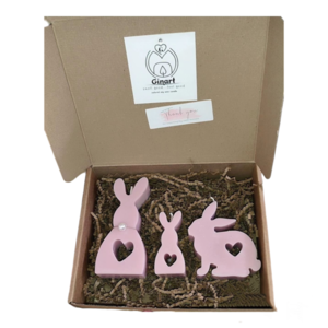 Giftbox αρωματικά κουνελάκια 3 τεμ. από φυτικό κερί σόγιας σε ροζ χρώμα - gift box 3 - κορίτσι, διακοσμητικά, για ενήλικες, αρωματικό χώρου