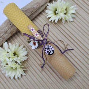 "Purple Ladybug" Λαμπάδα Μελισσοκέρι με Μαγνητάκι 20x3cm - κορίτσι, λουλούδια, λαμπάδες, για ενήλικες, για εφήβους - 3