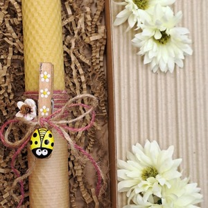 "Yellow Ladybug" Λαμπάδα Μελισσοκέρι με Μαγνητάκι 20x3cm - λουλούδια, λαμπάδες, ζευγάρια, για ενήλικες, για εφήβους - 5