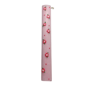 Λαμπάδα “Pink Flowers” (ζωγραφισμένη στο χέρι) - λουλούδια, λαμπάδες, για παιδιά, για ενήλικες, για εφήβους - 3