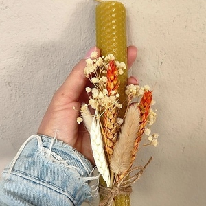 Λαμπάδα μελισσοκέρι 20cm σε διάφορες αποχρώσεις - κορίτσι, λουλούδια, λαμπάδες, για εφήβους - 2