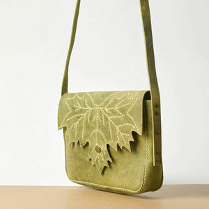 Γυναικεία χειροποίητη τσάντα ώμου Toya από δέρμα σε πράσινο χρώμα - δέρμα, ώμου, χιαστί, all day, μικρές - 5