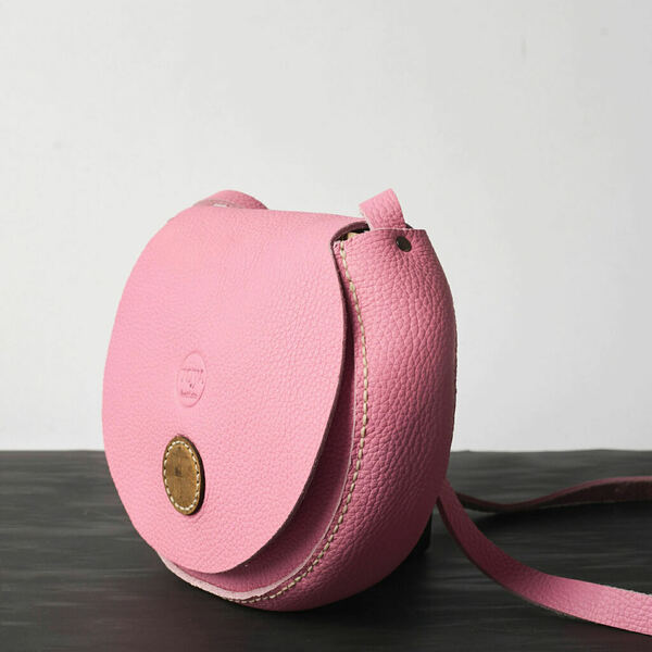 Γυναικεία χειροποίητη τσάντα ώμου Toya από δέρμα σε ροζ χρώμα - δέρμα, ώμου, χιαστί, all day, μικρές - 2